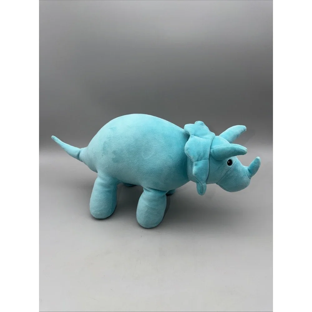 Manhattan Toy Velveteen Dino Spike Triceratops Weighted Blue Dinosaur Plush 18